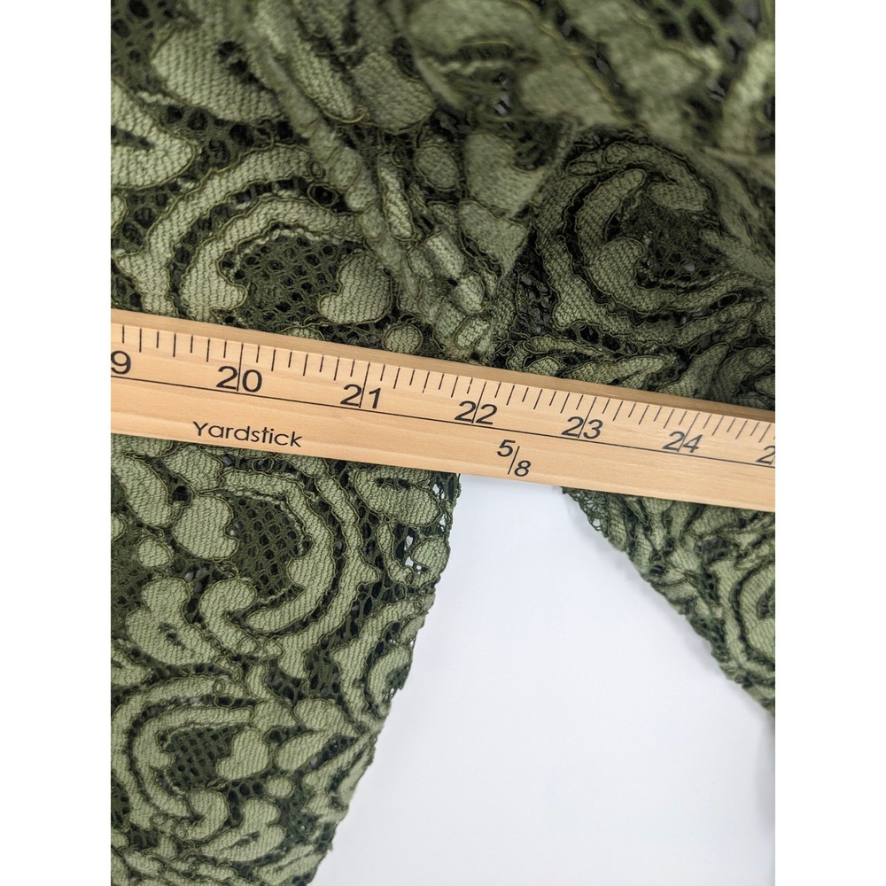 Zara Sweater Womens Medium Olive Green‎ Sheer Lace Bomber Style Tunic Top Sporty - Picture 6 of 7